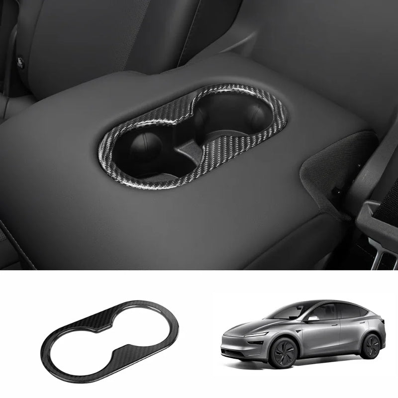 Carbon Fiber Backseat Cup Holder Cover for Tesla Model 3/Y Secondary image