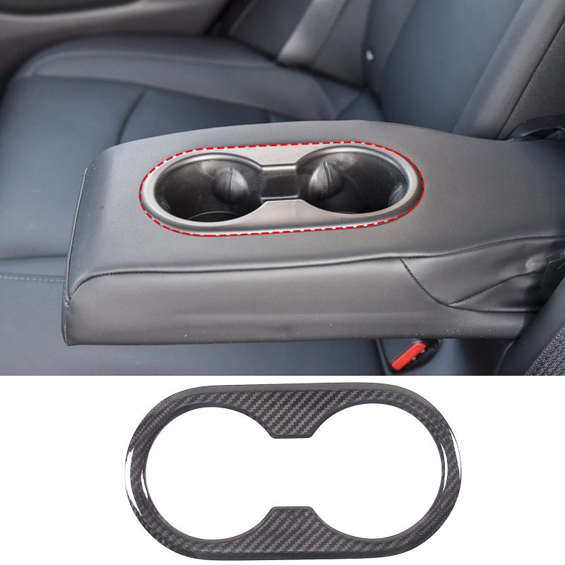Carbon Fiber Backseat Cup Holder Cover for Tesla Model 3/Y Main image