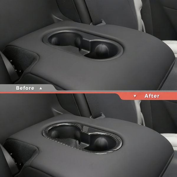 Carbon Fiber Backseat Cup Holder Cover for Tesla Model 3/Y