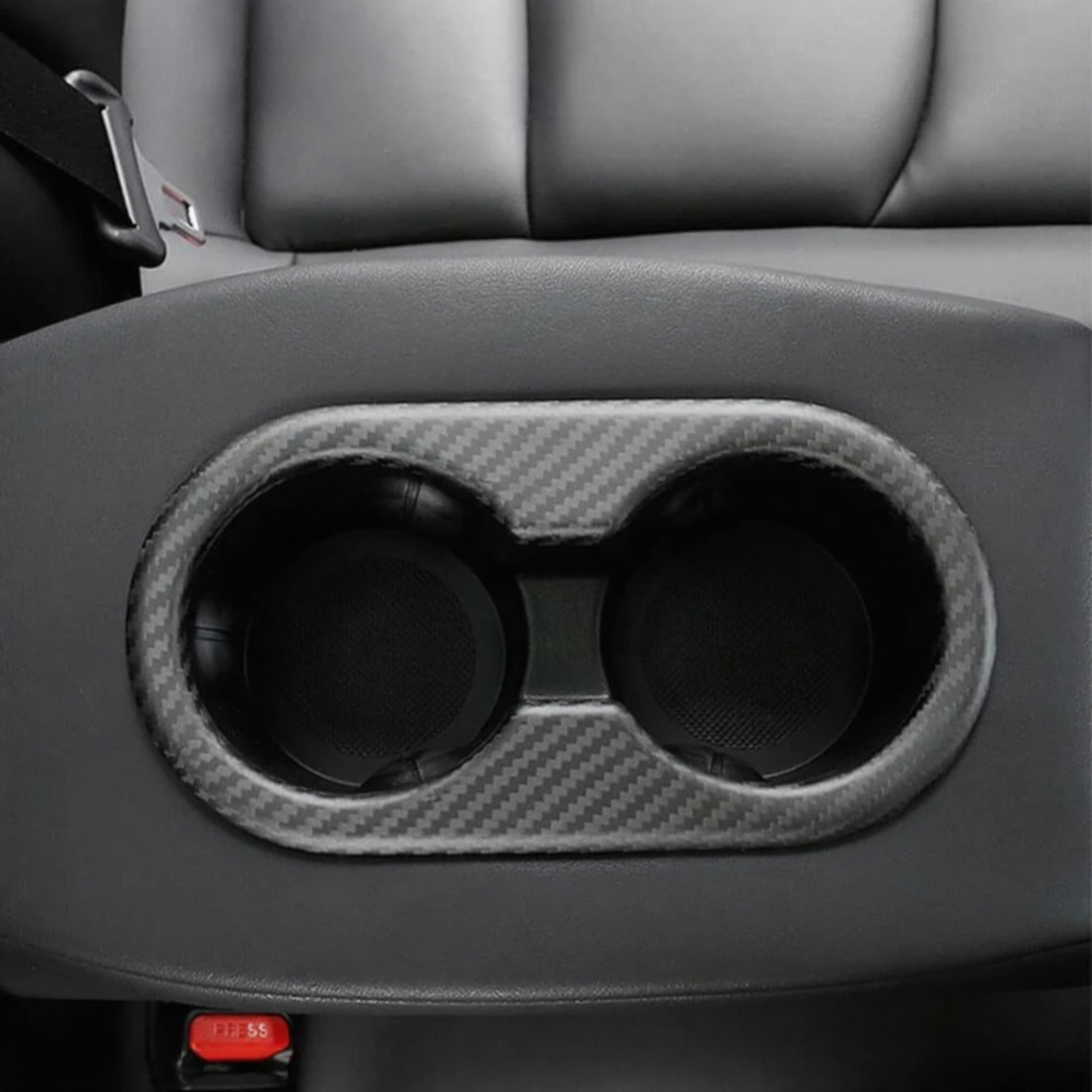 Carbon Fiber Backseat Cup Holder Cover for Tesla Model 3/Y