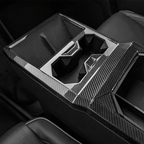 Carbon Fiber Center Console Cup Holder Panel Trim Cover for Tesla Cybertruck 2024+