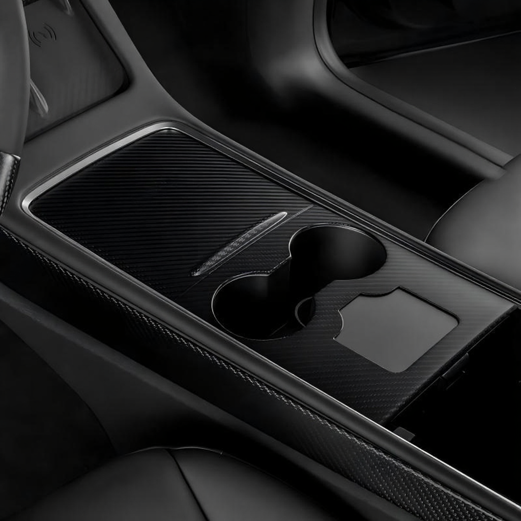 Carbon Fiber Center Console Trim Panel Cover for Tesla Model 3/Y Secondary image