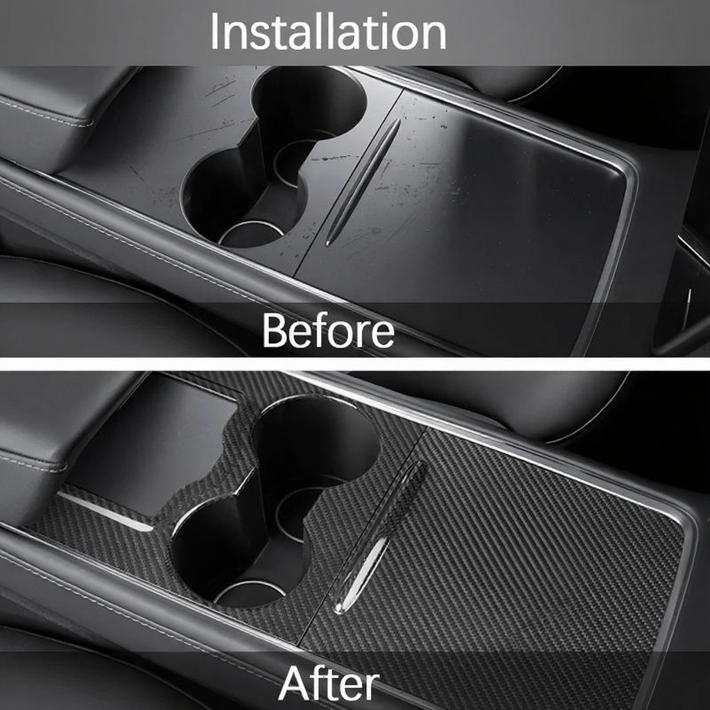 Carbon Fiber Center Console Trim Panel Cover for Tesla Model 3/Y