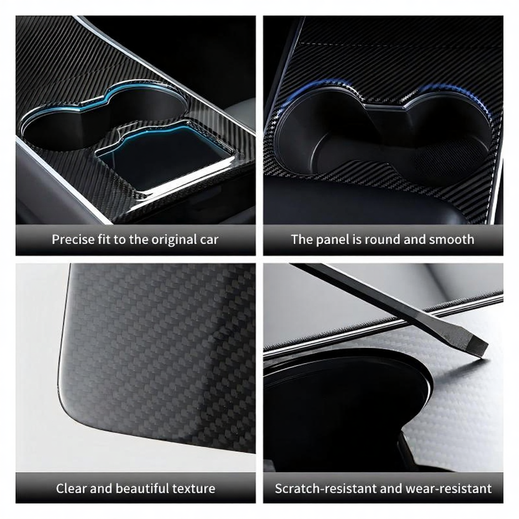 Carbon Fiber Center Console Trim Panel Cover for Tesla Model 3/Y