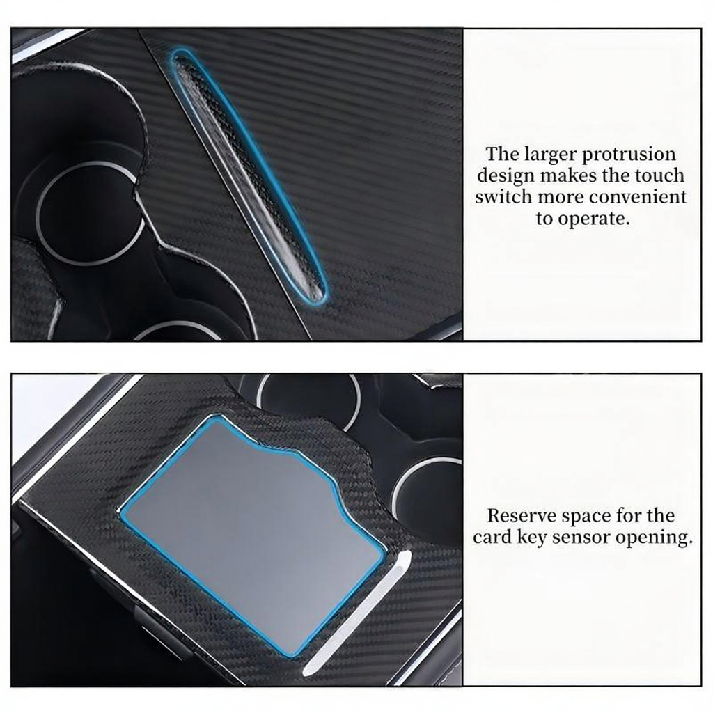 Carbon Fiber Center Console Trim Panel Cover for Tesla Model 3/Y