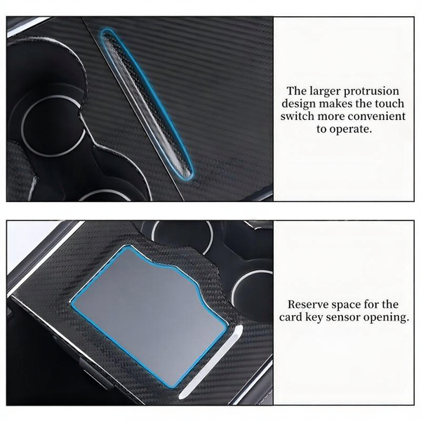 Carbon Fiber Center Console Trim Panel Cover for Tesla Model 3/Y