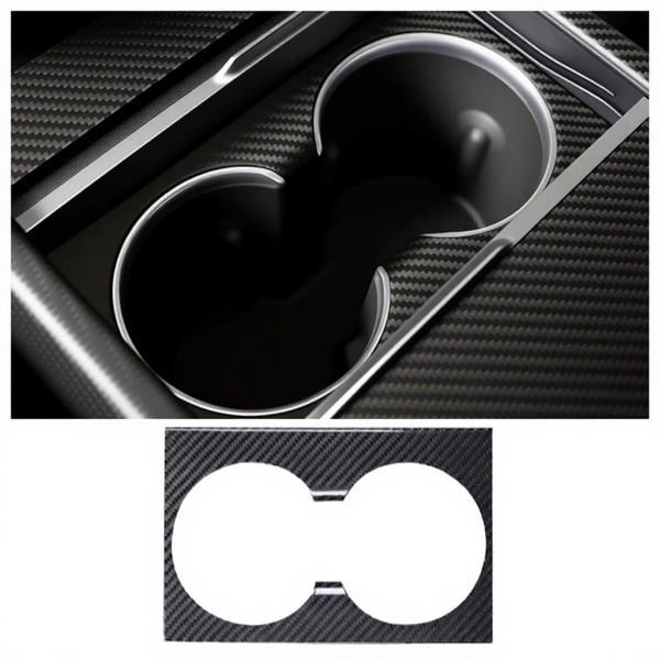 Carbon Fiber Console Cup Holder Overlay Cover for Tesla Model 3 Highland/Model Y Juniper