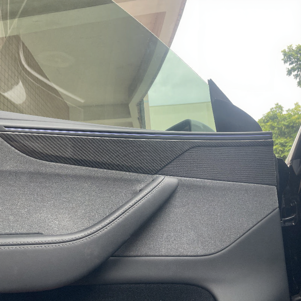 Carbon Fiber Door Panel Covers Interior Trim for Tesla Model Y Juniper 2025+