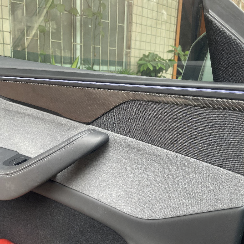 Carbon Fiber Door Panel Covers Interior Trim for Tesla Model Y Juniper 2025+