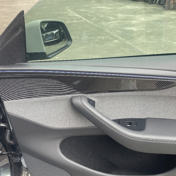 Carbon Fiber Door Panel Covers Interior Trim for Tesla Model Y Juniper 2025+