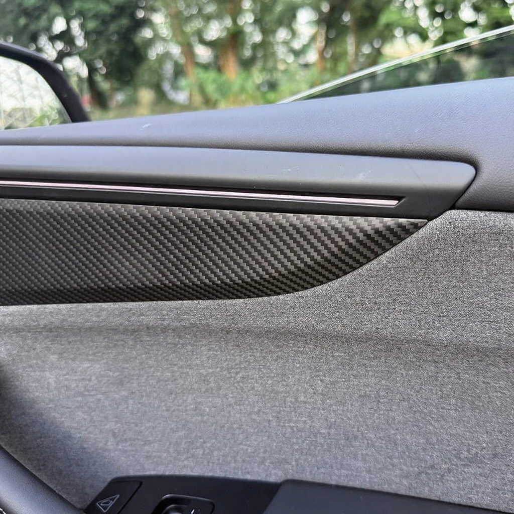 Carbon Fiber Door Panel Covers Interior Trim for Tesla Model Y Juniper 2025+