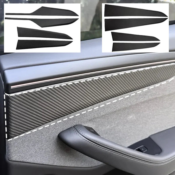 Carbon Fiber Door Panel Covers Interior Trim for Tesla Model Y Juniper 2025+