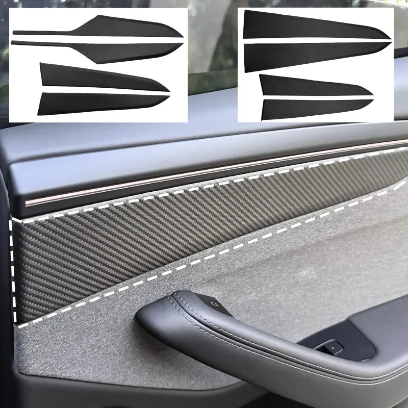 Carbon Fiber Door Panel Covers Interior Trim for Tesla Model Y Juniper 2025+ Main image