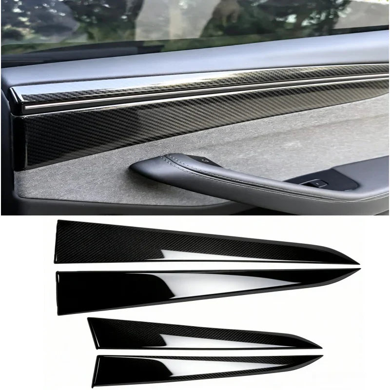 Carbon Fiber Door Panel Covers Interior Trim for Tesla Model Y Juniper 2025+