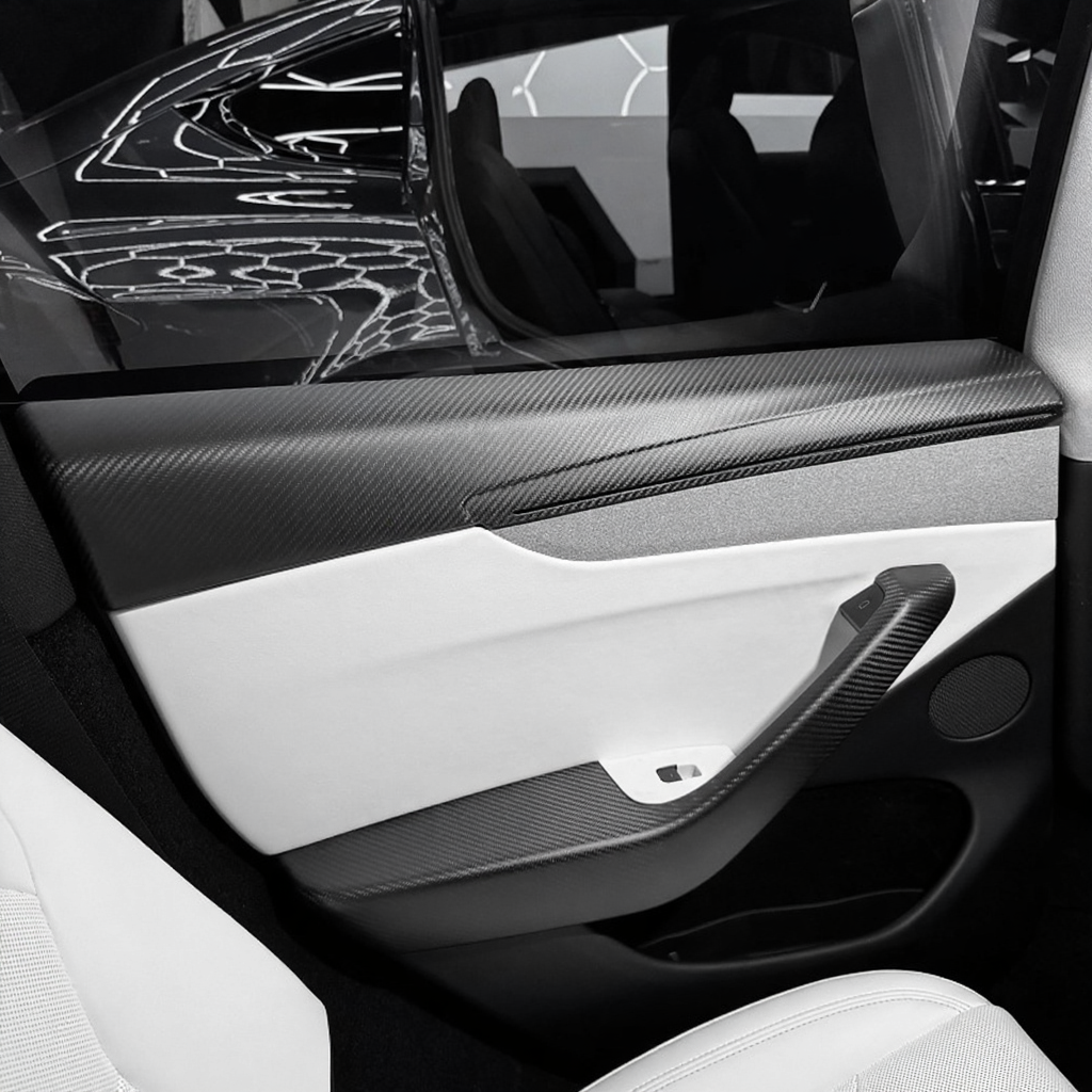 Carbon Fiber Front & Rear Door Panel  Overlays for Tesla Model Y Juniper Secondary image