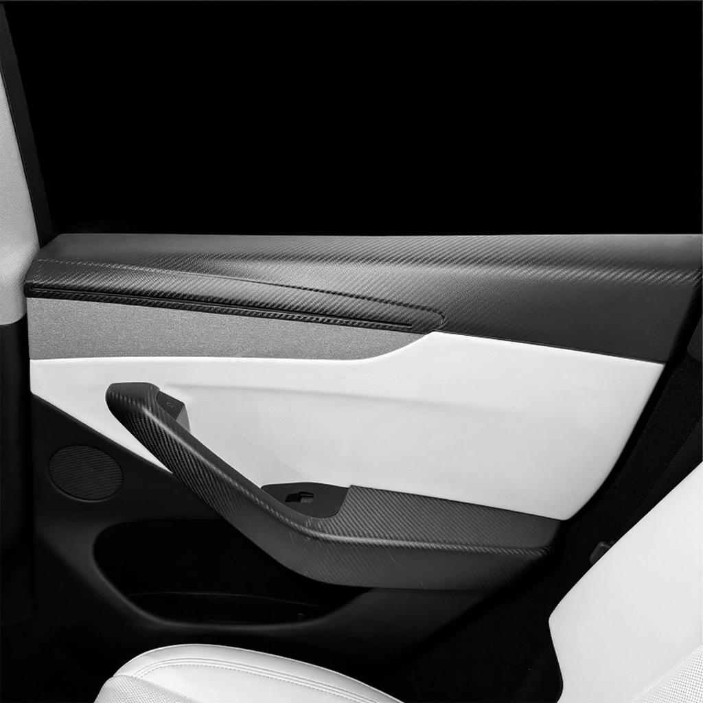 Carbon Fiber Front & Rear Door Panel  Overlays for Tesla Model Y Juniper