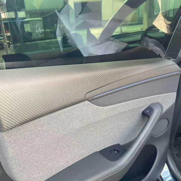 Carbon Fiber Front & Rear Door Panel  Overlays for Tesla Model Y Juniper