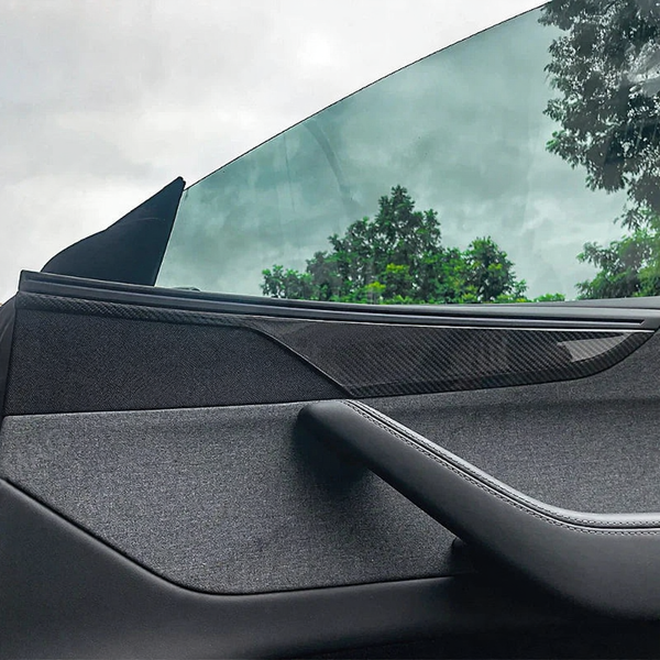 Carbon Fiber Front & Rear Door Panel Trim Covers for Tesla Model Y Juniper