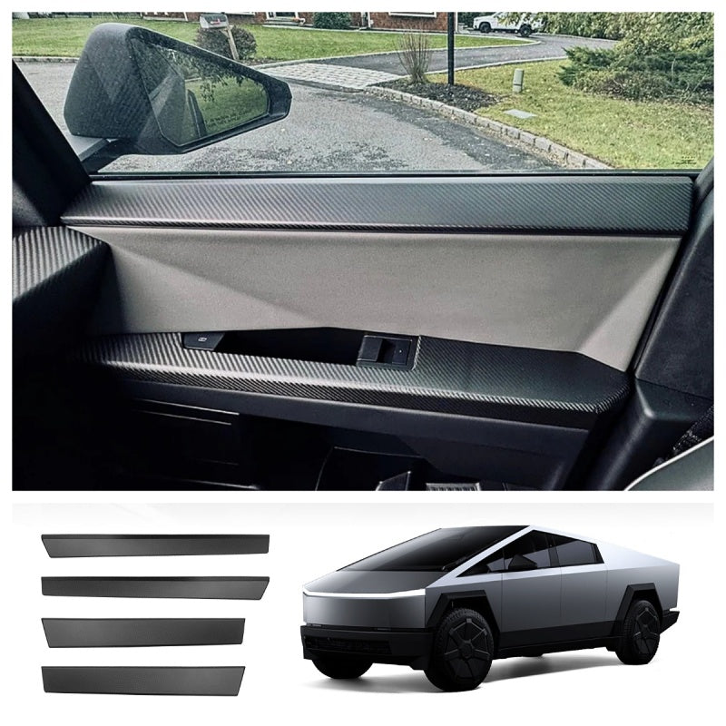 Carbon Fiber Front & Rear Door Panel Upper Trim Covers for Tesla Cybertruck Main image