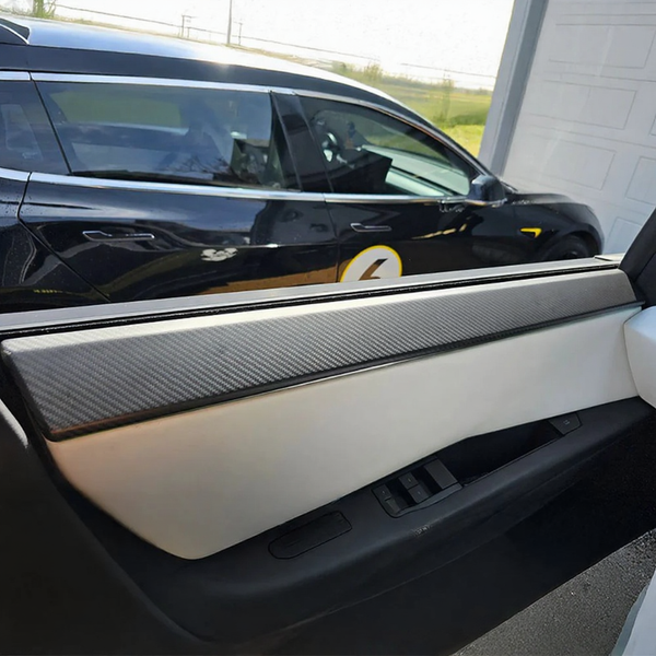 Carbon Fiber Front & Rear Door Panel Upper Trim Covers for Tesla Cybertruck