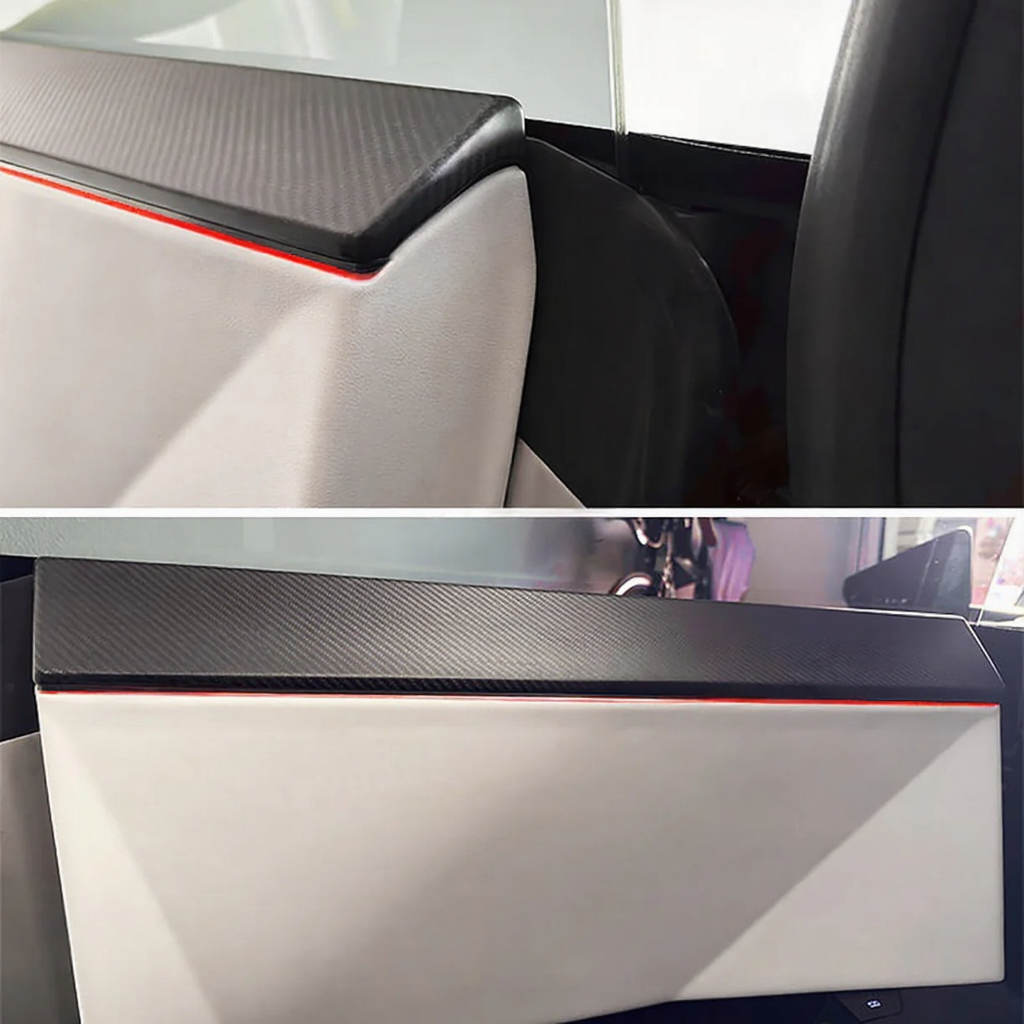 Carbon Fiber Front & Rear Door Panel Upper Trim Covers for Tesla Cybertruck