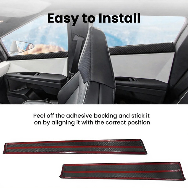 Carbon Fiber Front & Rear Door Panel Upper Trim Covers for Tesla Cybertruck
