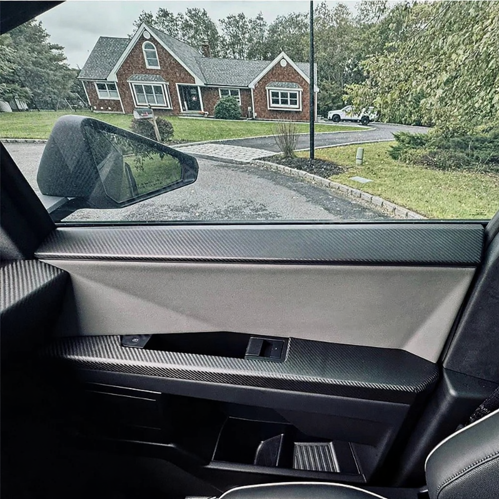 Carbon Fiber Front & Rear Door Panel Upper Trim Covers for Tesla Cybertruck