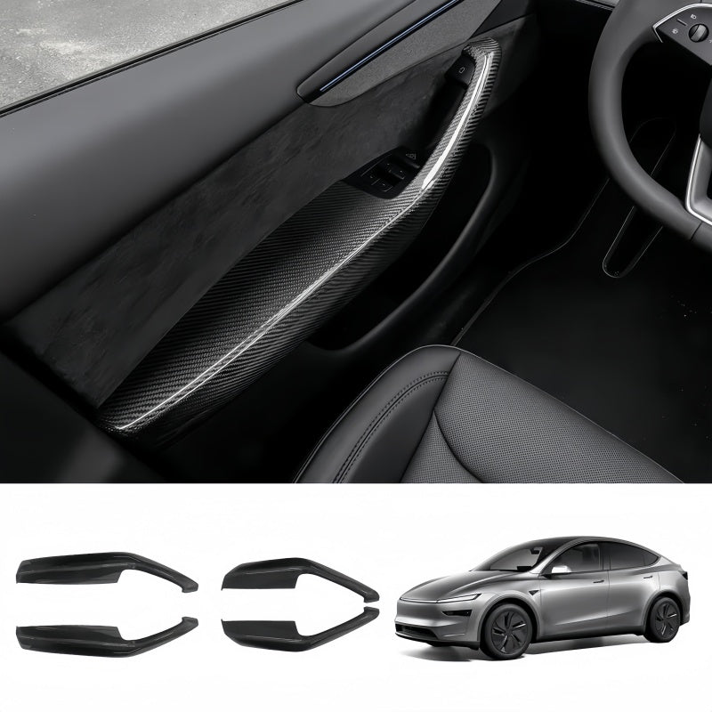 Carbon Fiber Lower Door Armrest Covers for Tesla Model Y Juniper 2025+ Main image
