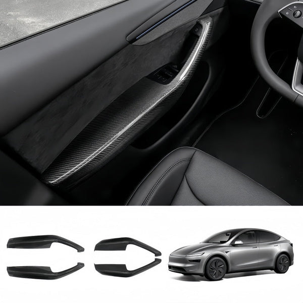 Carbon Fiber Lower Door Armrest Covers for Tesla Model Y Juniper 2025+