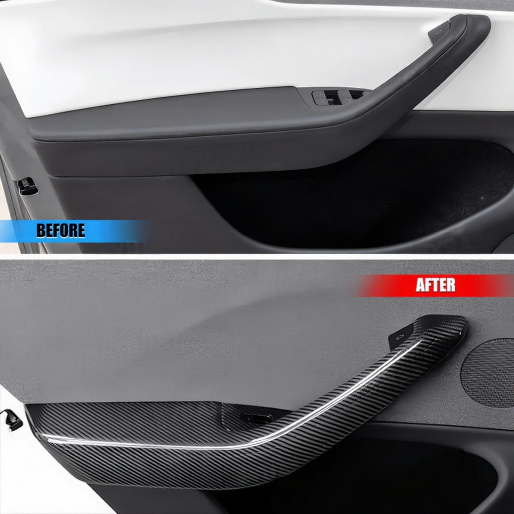 Carbon Fiber Lower Door Armrest Covers for Tesla Model Y Juniper 2025+ Secondary image