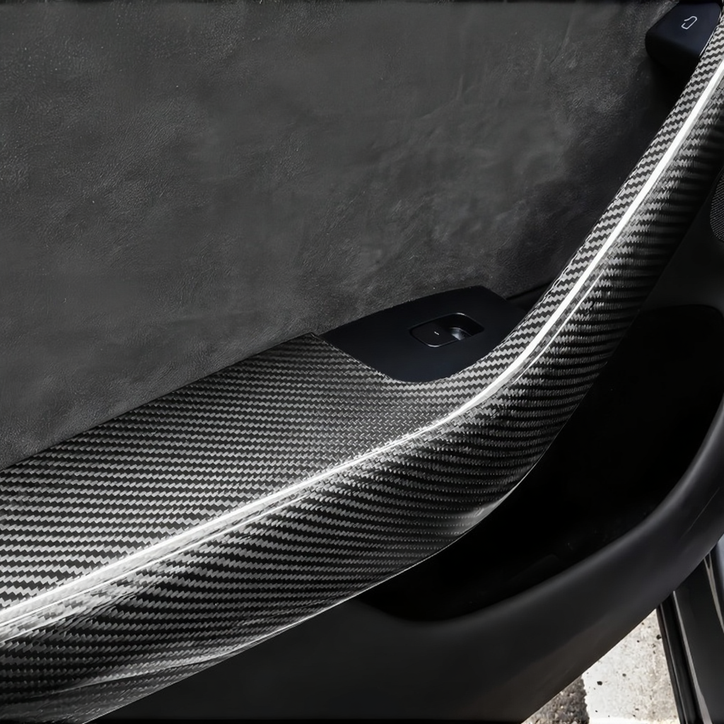 Carbon Fiber Lower Door Armrest Covers for Tesla Model Y Juniper 2025+