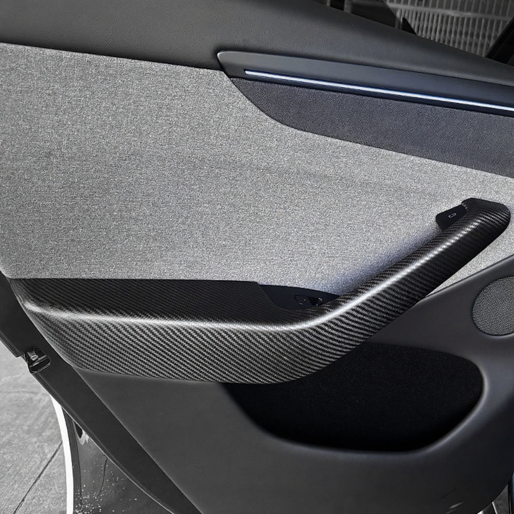 Carbon Fiber Lower Door Armrest Covers for Tesla Model Y Juniper 2025+
