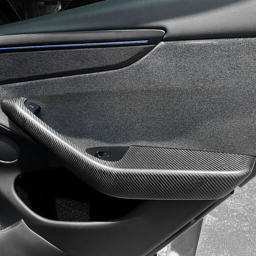 Carbon Fiber Lower Door Armrest Covers for Tesla Model Y Juniper 2025+
