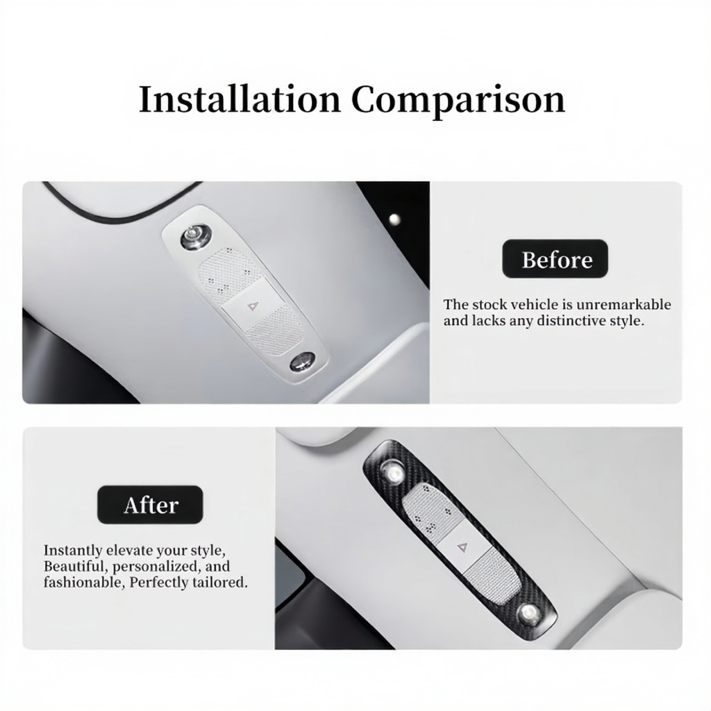 Carbon Fiber Reading Light Cover Trim for Tesla Model 3/Y