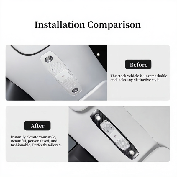 Carbon Fiber Reading Light Cover Trim for Tesla Model 3/Y