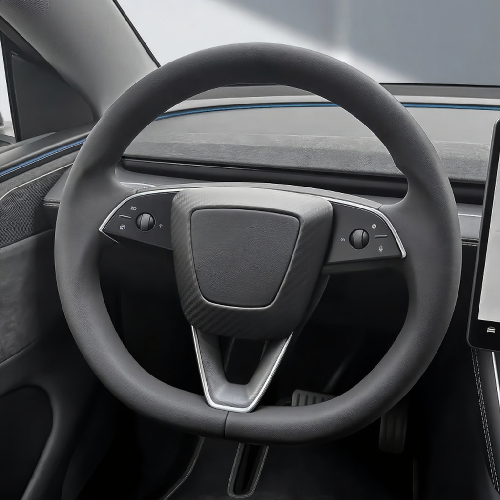 Carbon Fiber Steering Wheel Airbag Decoration Cover for Tesla Model 3 Highland/Model Y Juniper