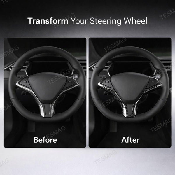 Carbon Fiber Style Steering Wheel Frame Trim Cover for Tesla Model S (2014-2021)