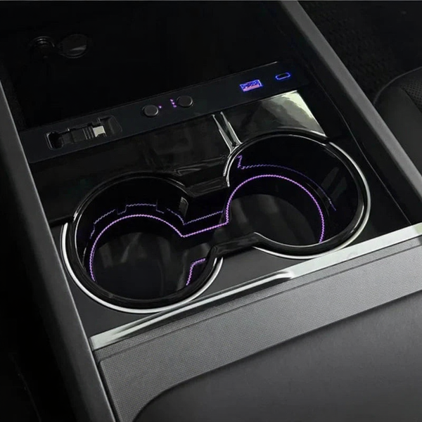 Center Console Cup Holder with Ambient Light for Tesla Model 3 Highland/Model Y Juniper