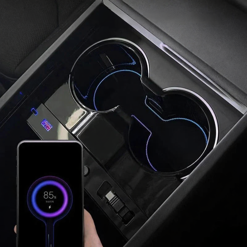 Center Console Cup Holder with Ambient Light for Tesla Model 3 Highland/Model Y Juniper