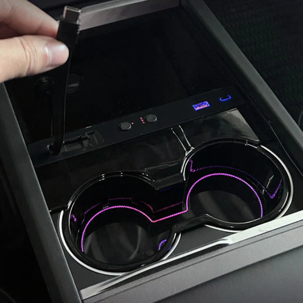 Center Console Cup Holder with Ambient Light for Tesla Model 3 Highland/Model Y Juniper
