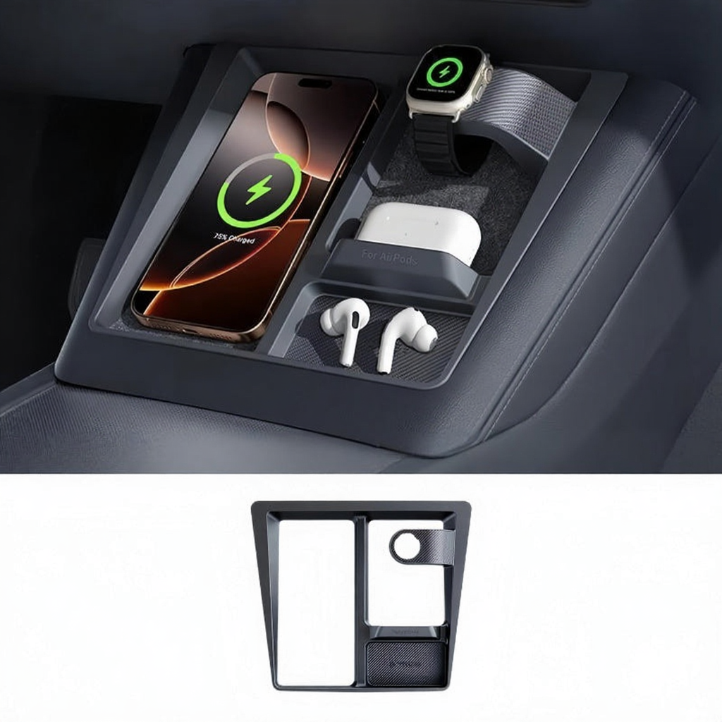Center Console Wireless Charging Anti-Slip Organizer for Tesla Model 3 Highland/Model Y Juniper