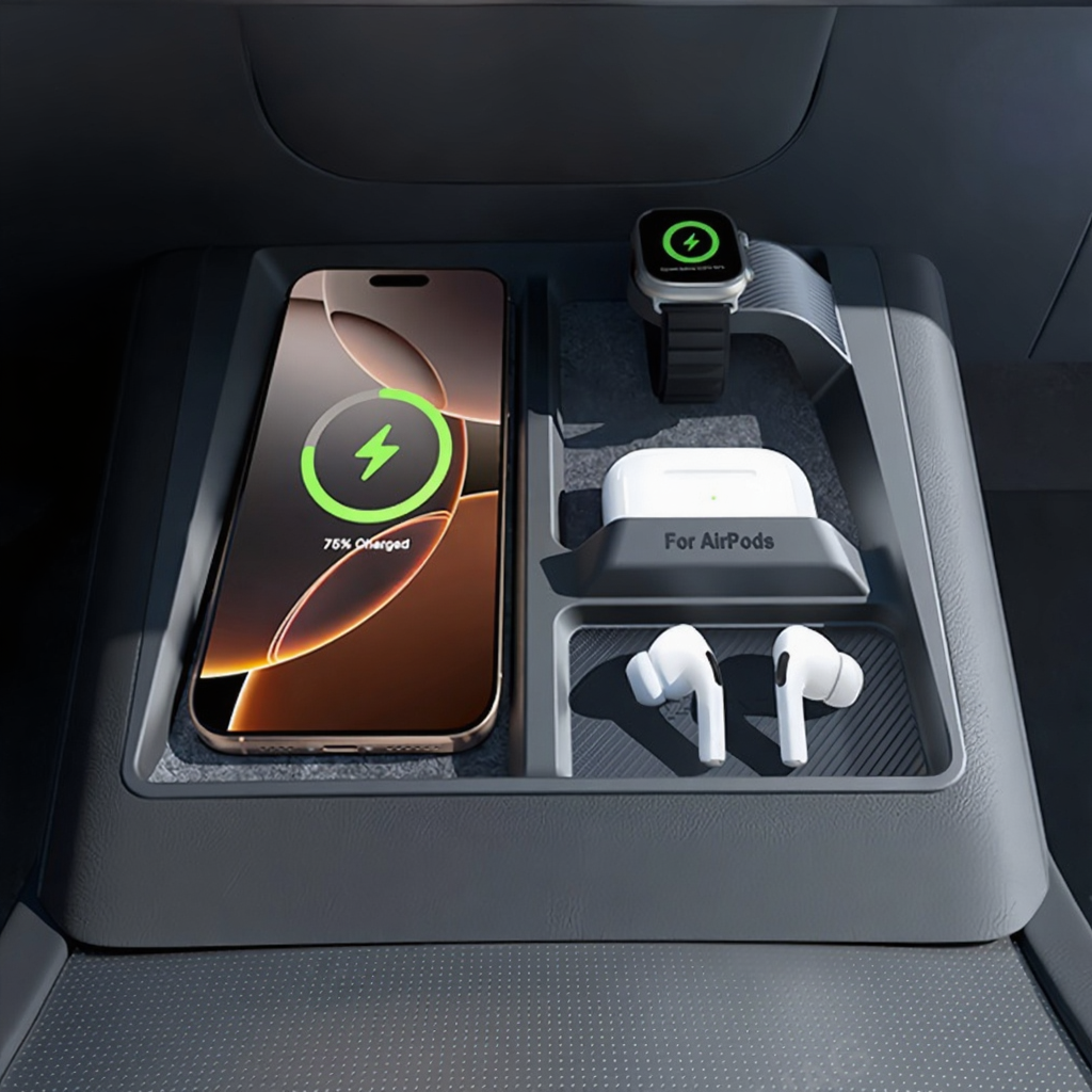 Center Console Wireless Charging Anti-Slip Organizer for Tesla Model 3 Highland/Model Y Juniper