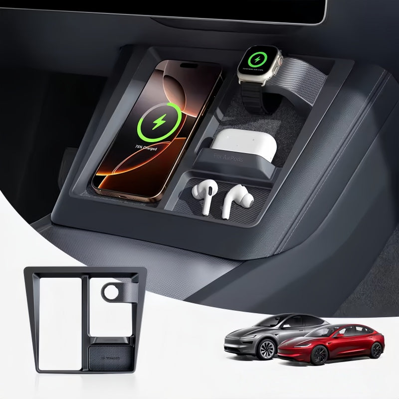 Center Console Wireless Charging Anti-Slip Organizer for Tesla Model 3 Highland/Model Y Juniper Main image