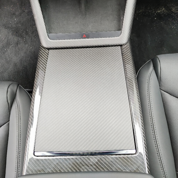 Center Panel Carbon Fiber Overlay for Tesla Model S/X 2021+