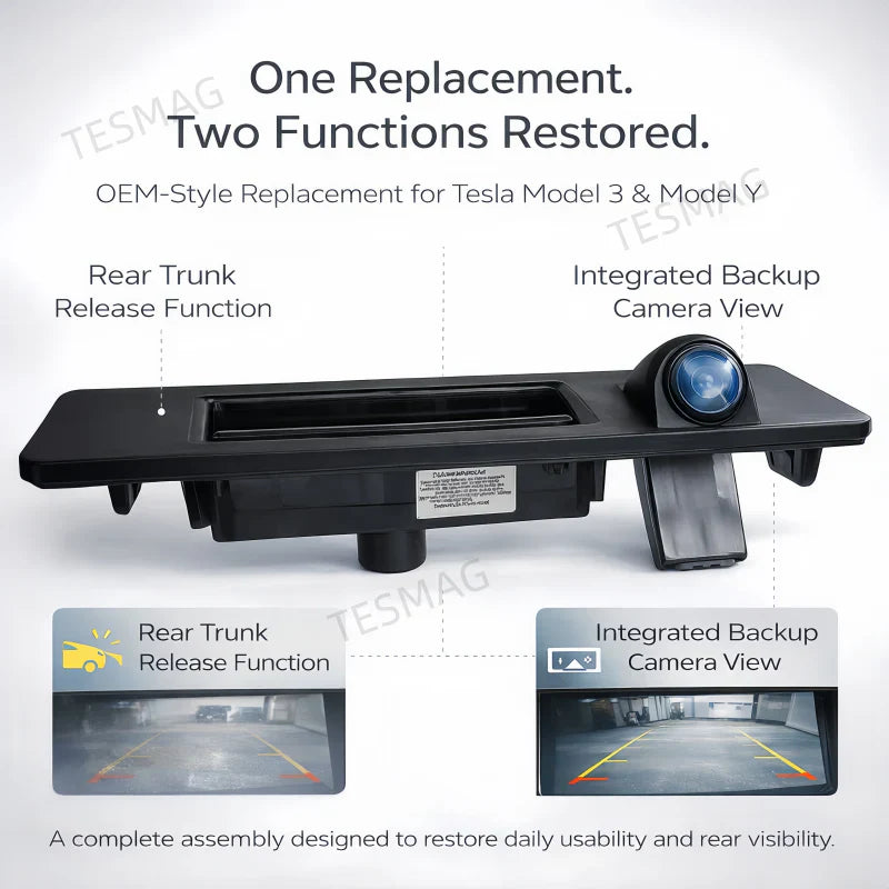 Rear Trunk Handle with Backup Camera for Tesla Model 3/Y (1095949‑00‑E)