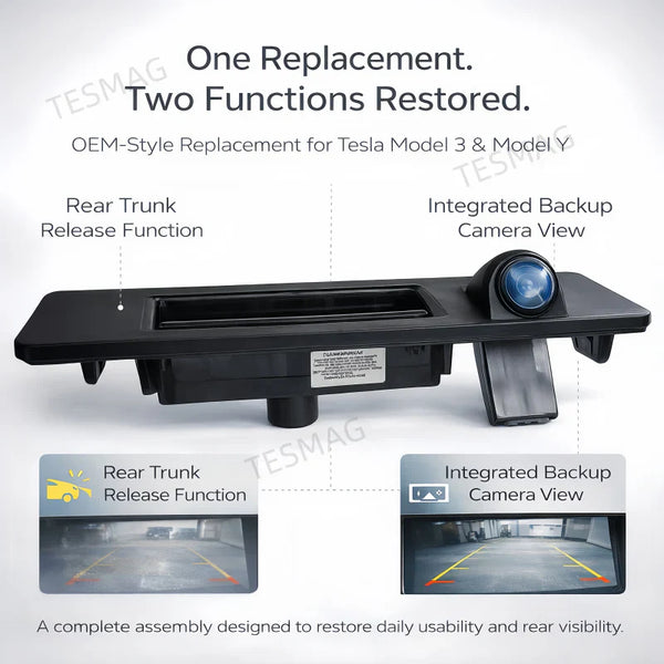 Rear Trunk Handle with Backup Camera for Tesla Model 3/Y (1095949‑00‑E)