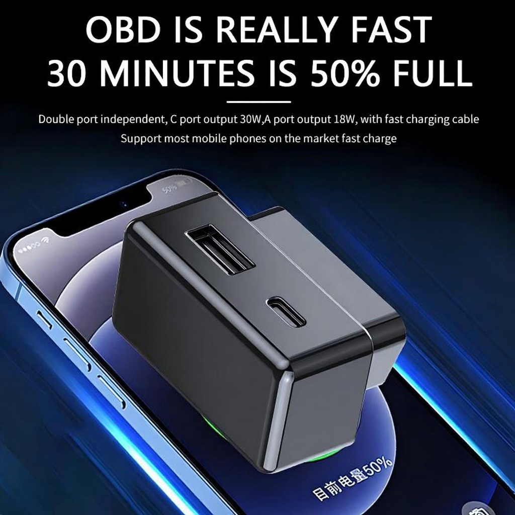 Concealed OBD Expansion Charger with Dual Fast-Charge Ports for Tesla