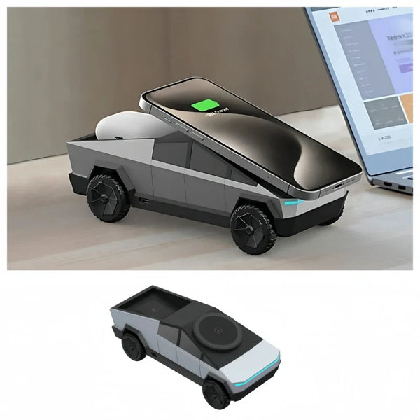 Cybertruck-Inspired 3-in-1 Wireless Charging Dock for iPhone, Apple Watch & AirPods