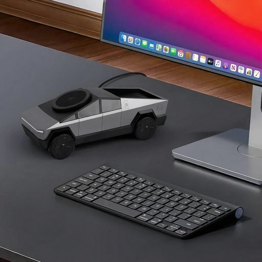 Cybertruck-Inspired 3-in-1 Wireless Charging Dock for iPhone, Apple Watch & AirPods