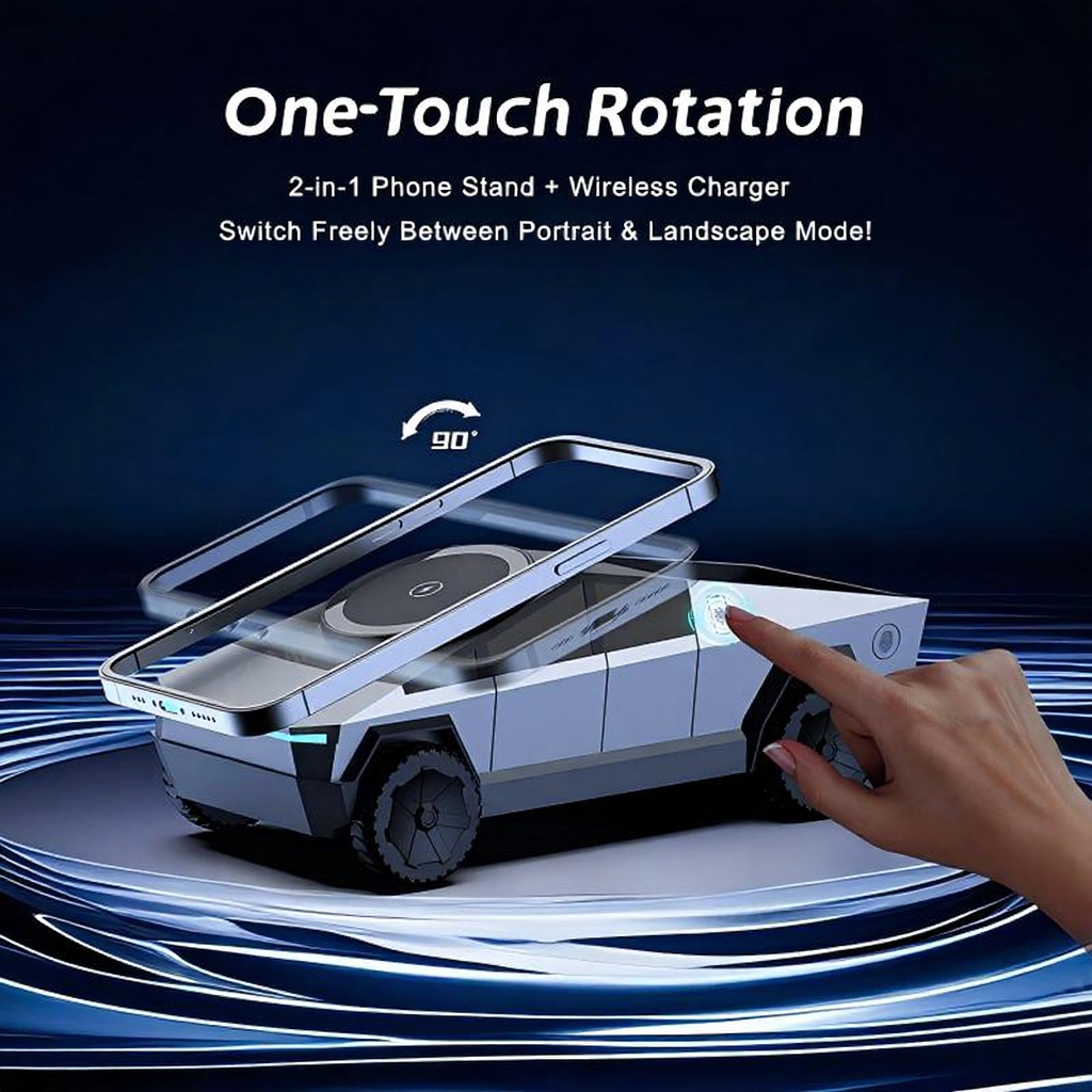 Cybertruck-Inspired 3-in-1 Wireless Charging Dock for iPhone, Apple Watch & AirPods